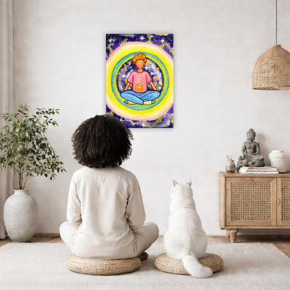 Solar Plexus Chakra Art Print | Meditation Poster for Confidence & Inner Power | Manipura Wall Art